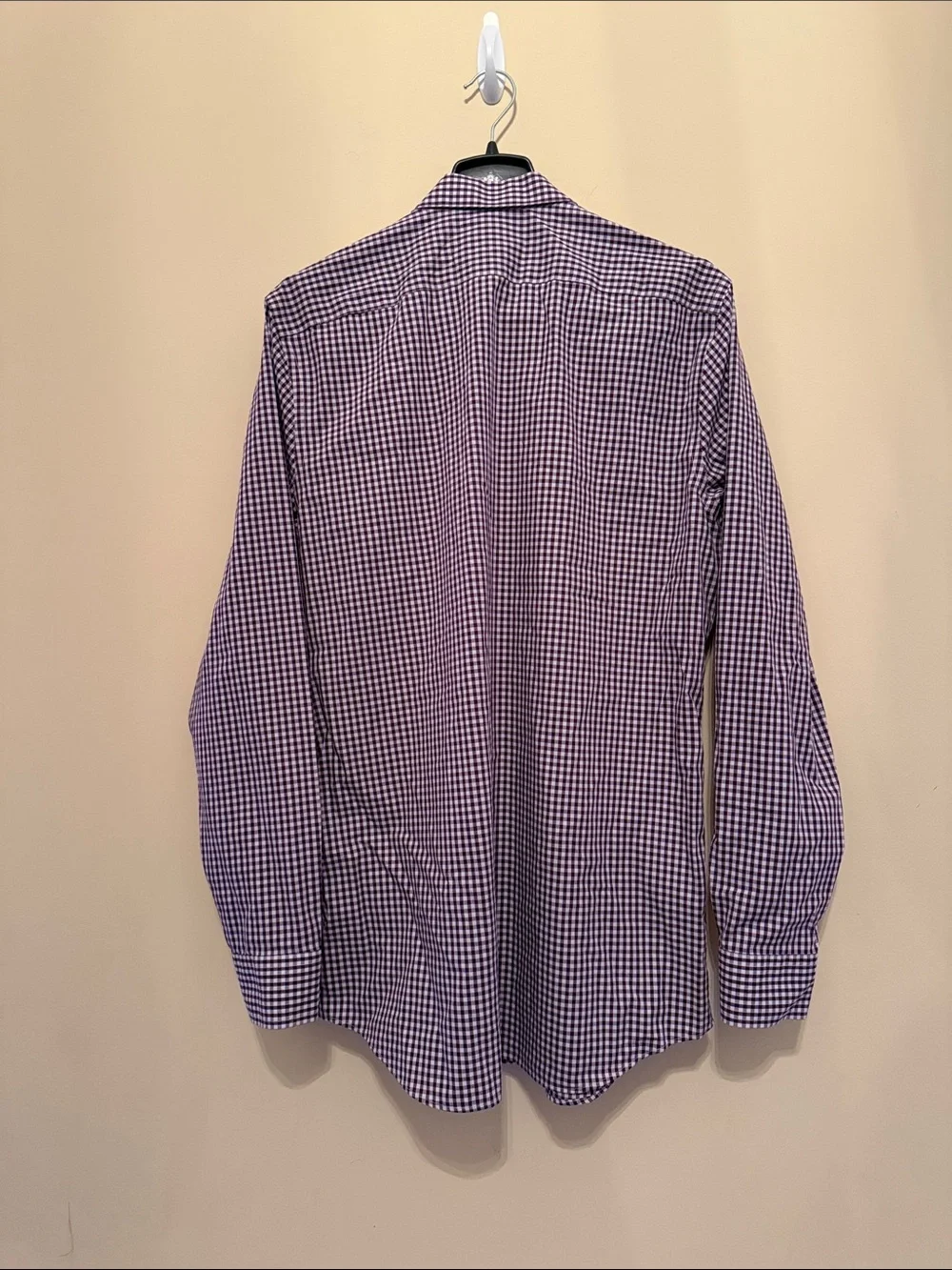 Banana Republic Men's Purple & White Gingham Dress Shirt Size Large Tall